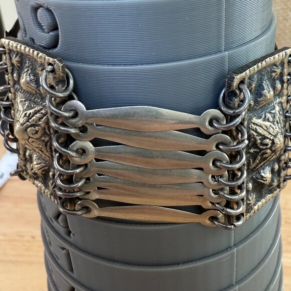 Vintage 1930-40s Mexico Sterling Silver 925 Pyramid Panel Bracelet Missing Link - Picture 9 of 11